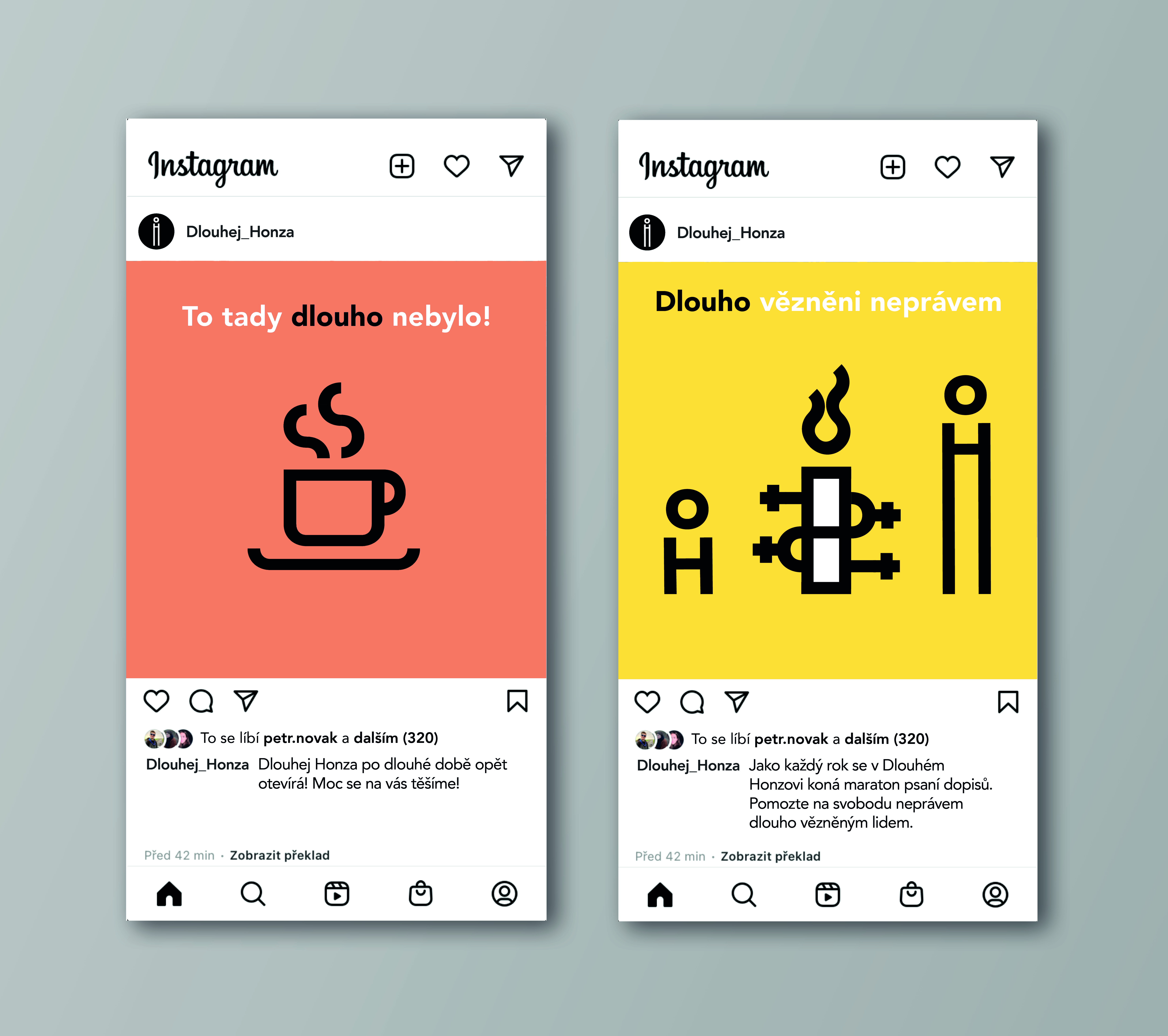 Instagram posts with pictograms.