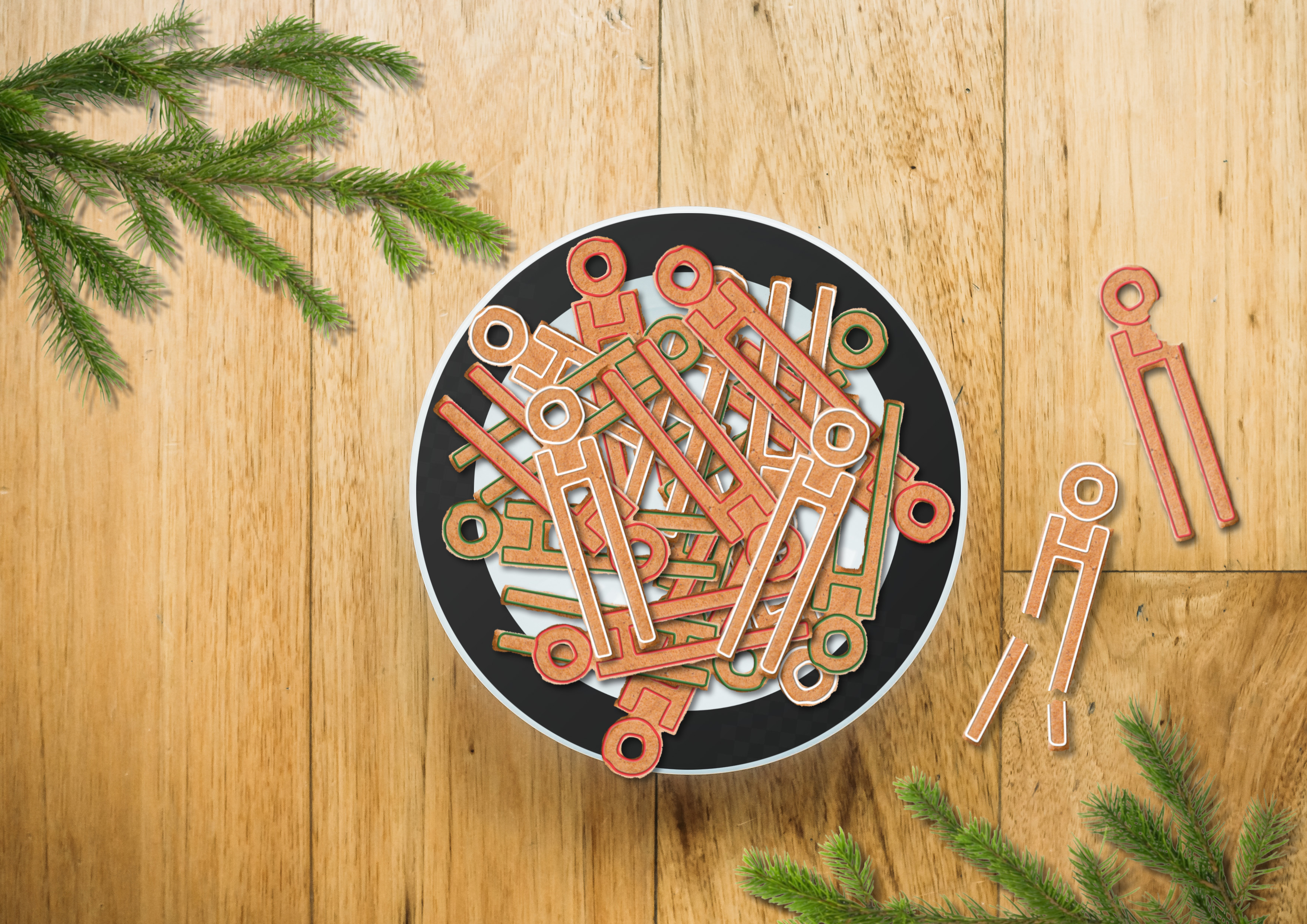 Gingerbreads in the shape of the logo.