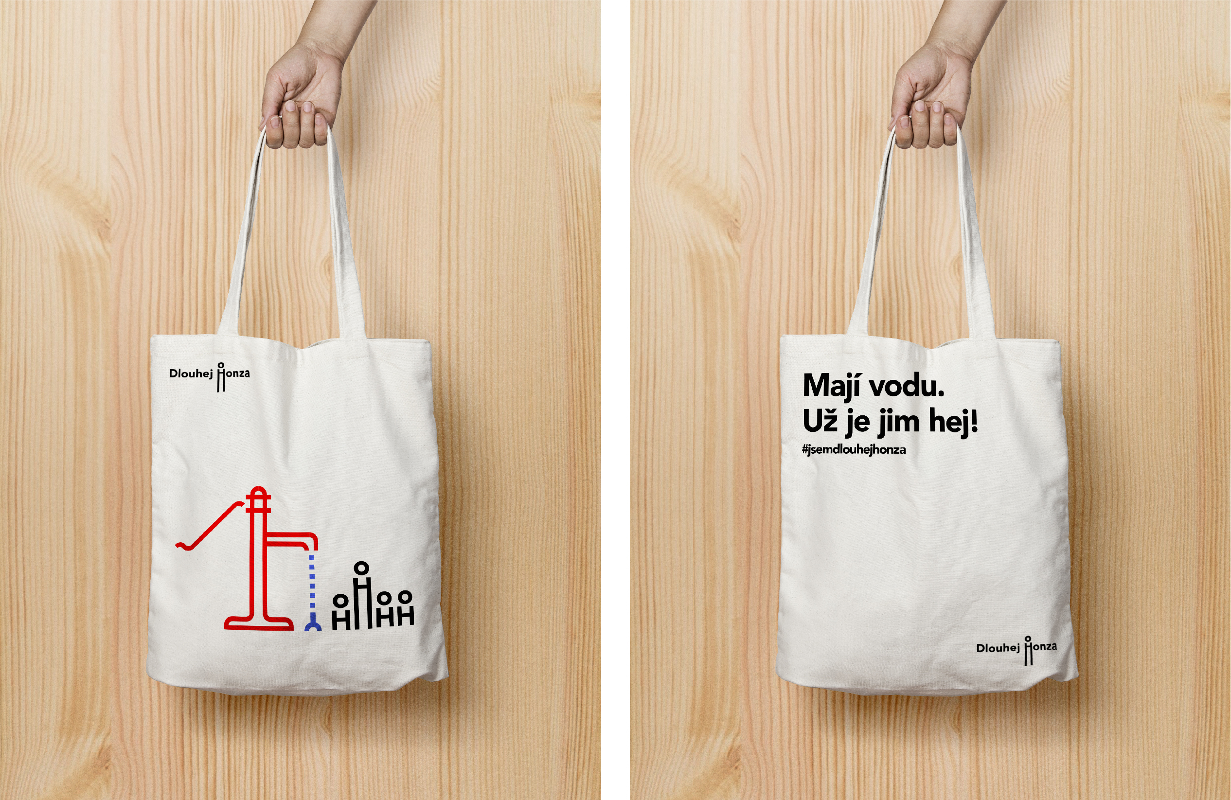 White canvas bag with a colorfull design.